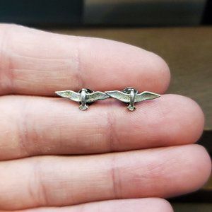 925 Sterling Silver Tarnished Small Flying Bird Stud Earrings